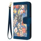 For Redmi Note 14 Pro+ 5G Floral Pattern Leather Phone Case with Lanyard(Dark Blue) - 2