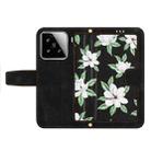 For Xiaomi 15 Floral Pattern Leather Phone Case with Lanyard(Black) - 3
