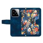 For Xiaomi 15 Floral Pattern Leather Phone Case with Lanyard(Dark Blue) - 3