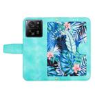 For Xiaomi 13T Floral Pattern Leather Phone Case with Lanyard(Green) - 3
