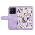 For Xiaomi 13T Floral Pattern Leather Phone Case with Lanyard(Light Purple) - 3