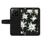 For Xiaomi 13T Floral Pattern Leather Phone Case with Lanyard(Black) - 3