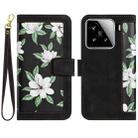 For Xiaomi 15 Pro Floral Pattern Leather Phone Case with Lanyard(Black) - 1