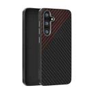 For Samsung Galaxy S25 5G / S24 5G ABEEL C Carbon Fiber Series 6D Micro Relief MagSafe Phone Case(Black Red) - 1
