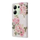 For Redmi Note 13 4G Bronzing Painting RFID Leather Phone Case(Rose Flower) - 3