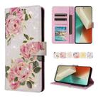 For Redmi Note 13 5G Bronzing Painting RFID Leather Phone Case(Rose Flower) - 1