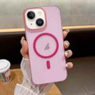 For iPhone 15 Plus Soft Sandy Skin Feel MagSafe Magnetic PC Phone Case(Rose Pink) - 1