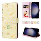 For Samsung Galaxy S25 5G Bronzing Painting RFID Leather Phone Case(Yellow Daisy) - 1