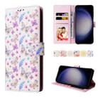 For Samsung Galaxy S25 5G Bronzing Painting RFID Leather Phone Case(Pansies) - 1