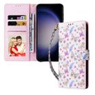 For Samsung Galaxy S25 5G Bronzing Painting RFID Leather Phone Case(Pansies) - 2
