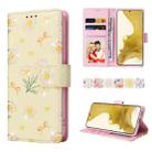 For Samsung Galaxy S23+ 5G Bronzing Painting RFID Leather Phone Case(Yellow Daisy) - 1