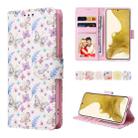 For Samsung Galaxy S23+ 5G Bronzing Painting RFID Leather Phone Case(Pansies) - 1