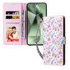 For Samsung Galaxy S25 FE 5G Bronzing Painting RFID Leather Phone Case(Pansies) - 2