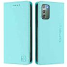 For Samsung Galaxy Note20 RC01 Dual-Folded Magnetic Suction RFID Leather Phone Case(Mint Green) - 2