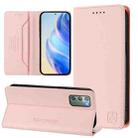 For Samsung Galaxy Note20 RC01 Dual-Folded Magnetic Suction RFID Leather Phone Case(Pink) - 1