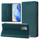 For Samsung Galaxy Note20 RC01 Dual-Folded Magnetic Suction RFID Leather Phone Case(Dark Green) - 1