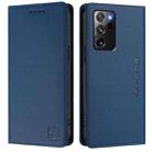 For Samsung Galaxy Note20 Ultra RC01 Dual-Folded Magnetic Suction RFID Leather Phone Case(Dark Blue) - 2