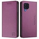 For Samsung Galaxy M32 4G Global / M22 RC01 Dual-Folded Magnetic Suction RFID Leather Phone Case(Violet) - 2