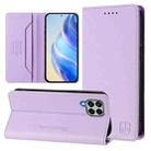 For Samsung Galaxy M33 5G Global RC01 Dual-Folded Magnetic Suction RFID Leather Phone Case(Light Purple) - 1