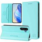 For Samsung Galaxy M16 / F16 5G Global RC01 Dual-Folded Magnetic Suction RFID Leather Phone Case(Mint Green) - 1