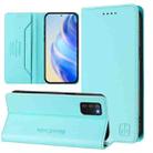 For Samsung Galaxy A02s 166mm RC01 Dual-Folded Magnetic Suction RFID Leather Phone Case(Mint Green) - 1