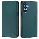 For Samsung Galaxy A15 5G / 4G RC01 Dual-Folded Magnetic Suction RFID Leather Phone Case(Dark Green) - 2