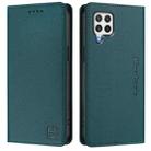 For Samsung Galaxy A22 4G RC01 Dual-Folded Magnetic Suction RFID Leather Phone Case(Dark Green) - 2