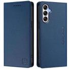 For Samsung Galaxy A24 4G Global RC01 Dual-Folded Magnetic Suction RFID Leather Phone Case(Dark Blue) - 2