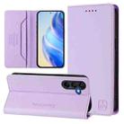 For Samsung Galaxy A26 5G RC01 Dual-Folded Magnetic Suction RFID Leather Phone Case(Light Purple) - 1