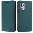 For Samsung Galaxy A32 4G RC01 Dual-Folded Magnetic Suction RFID Leather Phone Case(Dark Green) - 2