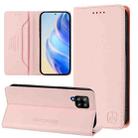 For Samsung Galaxy A42 5G / M42 RC01 Dual-Folded Magnetic Suction RFID Leather Phone Case(Pink) - 1