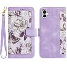 For Samsung Galaxy A04e Floral Pattern Leather Phone Case with Lanyard(Light Purple) - 1