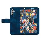 For Samsung Galaxy A14 5G / 4G Floral Pattern Leather Phone Case with Lanyard(Dark Blue) - 3