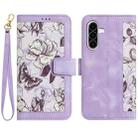 For Samsung Galaxy A26 5G Floral Pattern Leather Phone Case with Lanyard(Light Purple) - 1