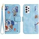 For Samsung Galaxy A53 5G Floral Pattern Leather Phone Case with Lanyard(Light Blue) - 1