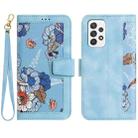 For Samsung Galaxy A72 5G / 4G Floral Pattern Leather Phone Case with Lanyard(Light Blue) - 1