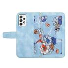 For Samsung Galaxy A72 5G / 4G Floral Pattern Leather Phone Case with Lanyard(Light Blue) - 3