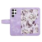 For Samsung Galaxy S25 Ultra 5G Floral Pattern Leather Phone Case with Lanyard(Light Purple) - 3