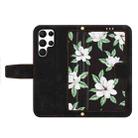 For Samsung Galaxy S25 Ultra 5G Floral Pattern Leather Phone Case with Lanyard(Black) - 3