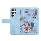 For Samsung Galaxy S24 Ultra 5G Floral Pattern Leather Phone Case with Lanyard(Light Blue) - 3