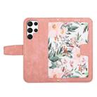 For Samsung Galaxy S24 Ultra 5G Floral Pattern Leather Phone Case with Lanyard(Pink) - 3