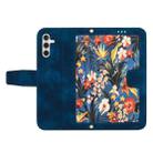 For Samsung Galaxy S24+ 5G Floral Pattern Leather Phone Case with Lanyard(Dark Blue) - 3