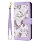 For Samsung Galaxy S23+ 5G Floral Pattern Leather Phone Case with Lanyard(Light Purple) - 2