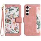 For Samsung Galaxy S23+ 5G Floral Pattern Leather Phone Case with Lanyard(Pink) - 1