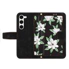 For Samsung Galaxy S23+ 5G Floral Pattern Leather Phone Case with Lanyard(Black) - 3