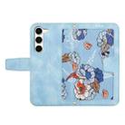 For Samsung Galaxy S23 5G Floral Pattern Leather Phone Case with Lanyard(Light Blue) - 3