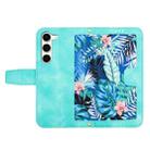 For Samsung Galaxy S23 5G Floral Pattern Leather Phone Case with Lanyard(Green) - 3