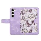 For Samsung Galaxy S23 5G Floral Pattern Leather Phone Case with Lanyard(Light Purple) - 3