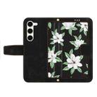 For Samsung Galaxy S23 5G Floral Pattern Leather Phone Case with Lanyard(Black) - 3