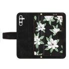 For Samsung Galaxy S23 FE 5G Floral Pattern Leather Phone Case with Lanyard(Black) - 3